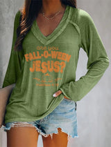 Women's Are You Fall-O-Ween Jesus Print Casual T-Shirt