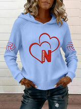 Women's Retro Volleyball Print Ribbed Hoodie