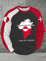 Men's Retro Greenland Print Raglan Sleeve Sweatshirt