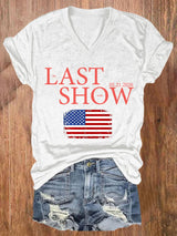 🔥Buy 3 Get 15% Off🔥V-Neck Retro Last Show Print T-Shirt