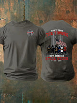 Men's BUT AMERICA STILL STOOD Print Crew-Neck T-Shirt