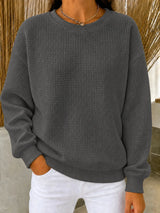 CLEARANCE SALE🔥Women's Waffle Knit Crewneck Sweatshirt