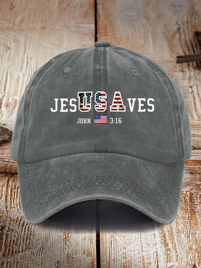 Vintage USA Jesus Saves Print Baseball Cap