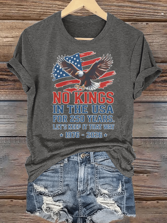 🔥Buy 3 Get 15% Off🔥Women's  No Kings USA Patriotic Tee ,250 Years of Democracy printed T-shirt