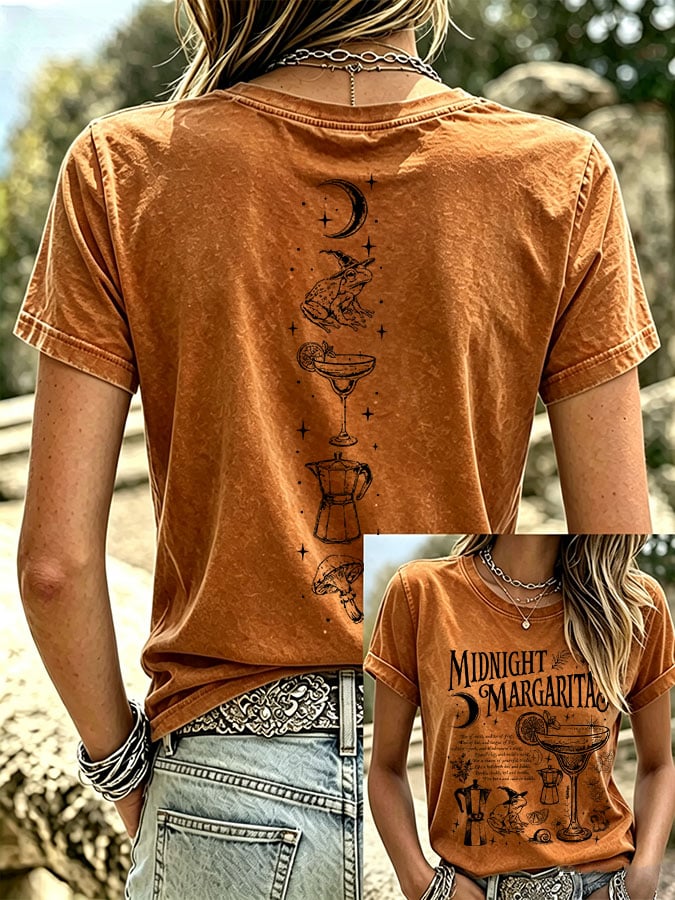Women's Midnight Margaritas Print Casual T-shirt