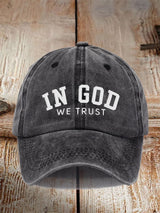 Unisex Distressed Washed Cotton "Faith" Embroidered Hat