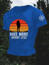 Retro Men's Hike More Worry Less Hiking Print T-Shirt