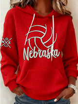 Women's Vintage Volleyball Print Hoodie