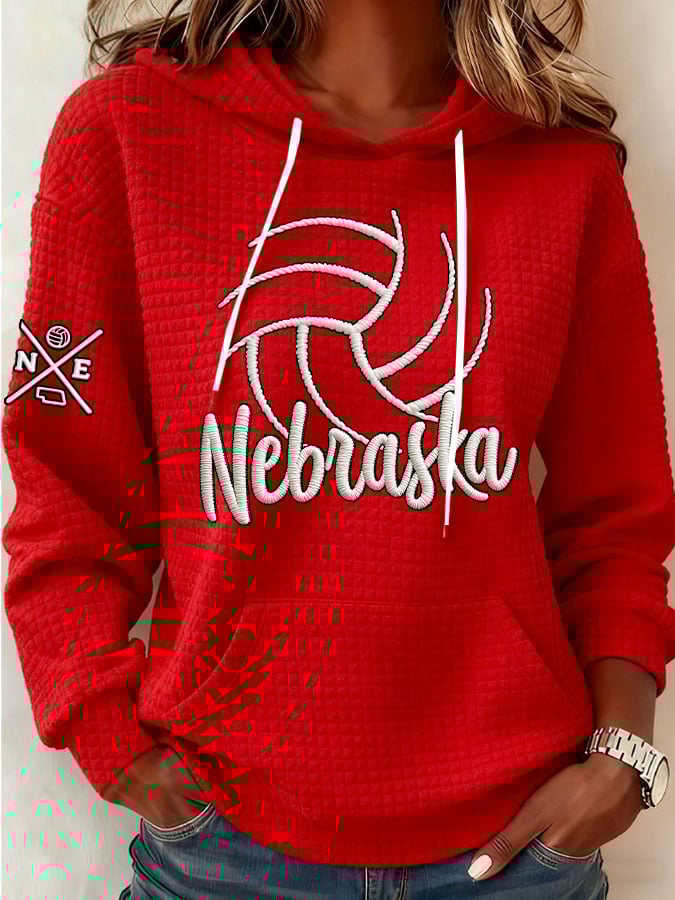 Women's Vintage Volleyball Print Hoodie