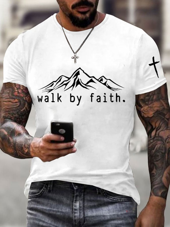 Men's Walk By Faith Cross Printed Casual T-shirt