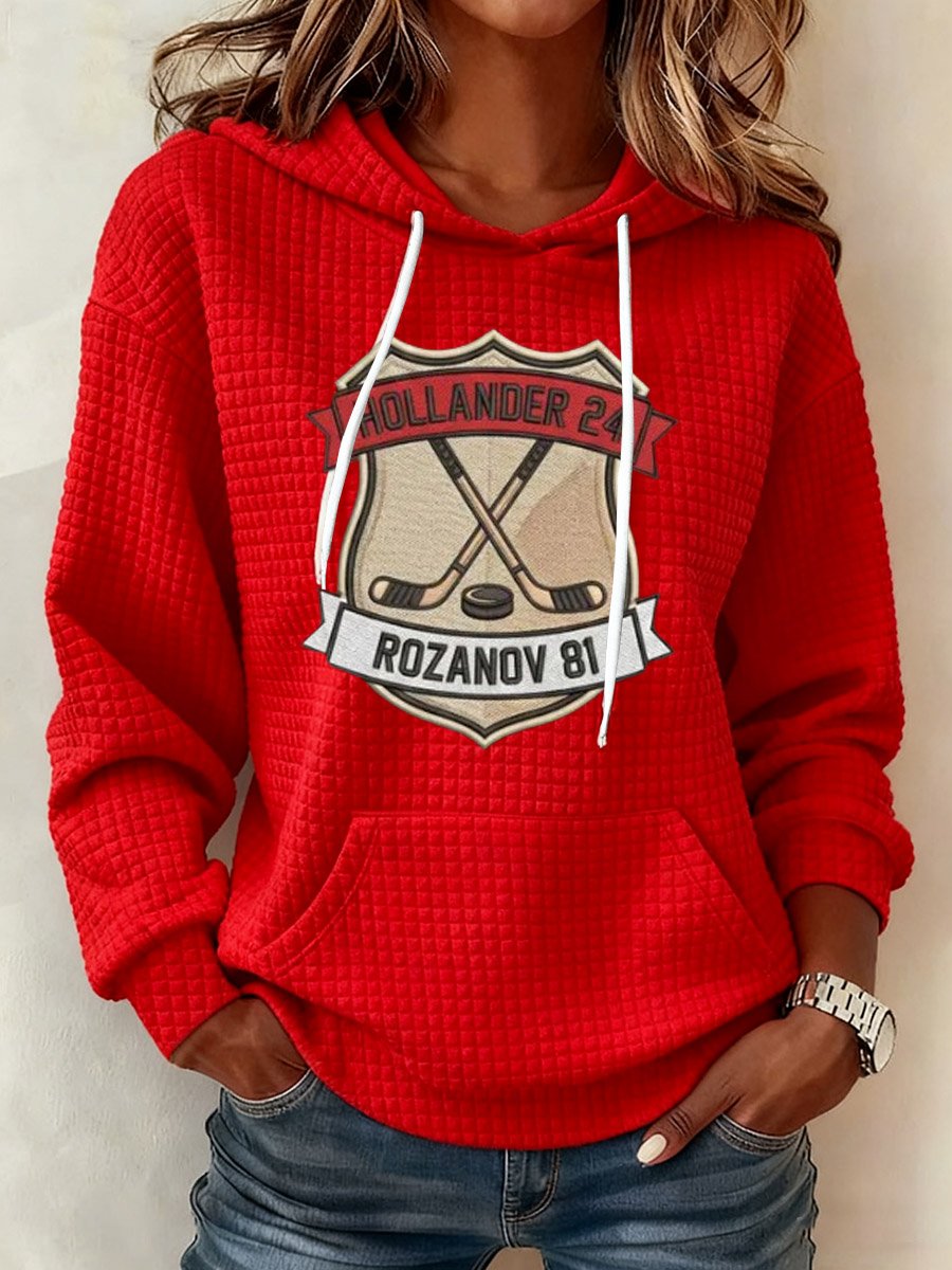 Women's Hockey Romance Print Casual Hoodie