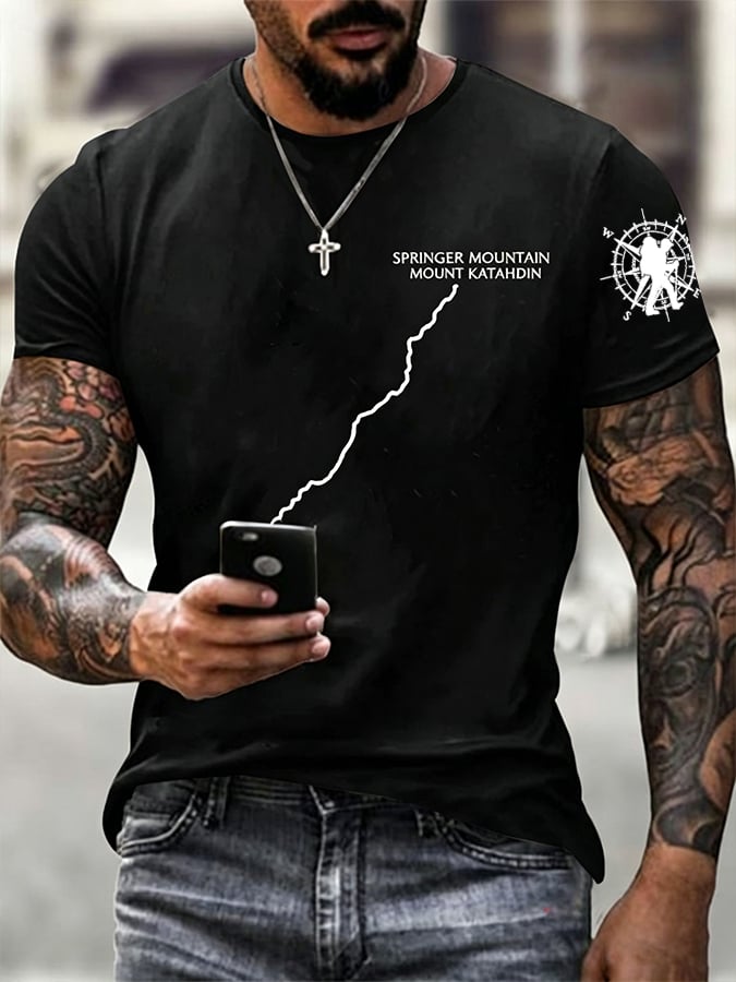 Men's Appalachian Trail Map Hiking  Print T-Shirt