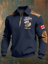 Men's casual Canadian Print Zipper Sweatshirt
