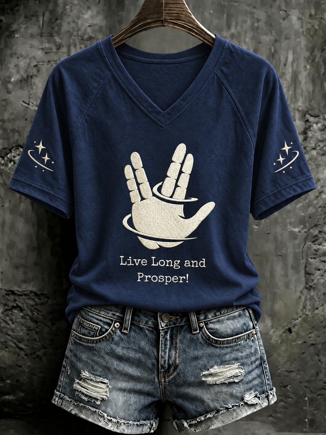 Women's Live Long And Prosper Print Casual T-shirt