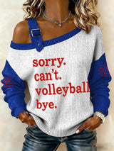 Women's Retro Sorry Can'T Volleyball Bye Printed Sweatshirt
