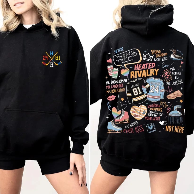 Hockey Romance Print Casual Hoodie