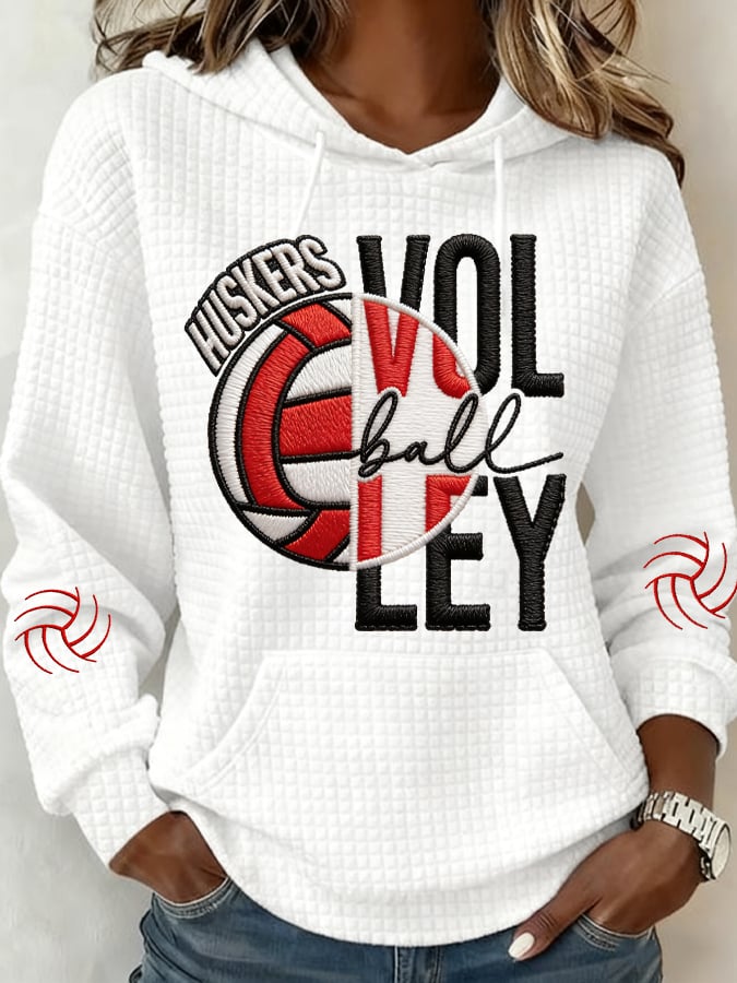 Women's Volleyball Print Casual Hooded Sweatshirt