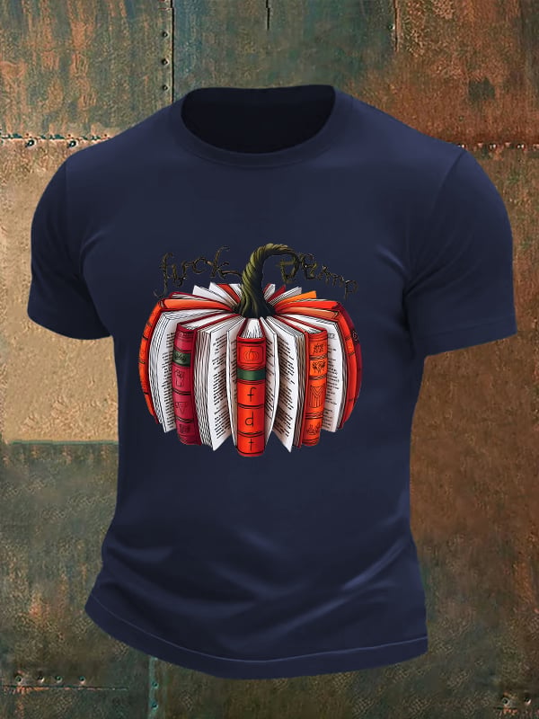 🔥Buy 3 Get 15% Off🔥Men's  Fall Book Pumpkin DTF transfer - FDT, Fall Aesthetic print  T-Shirt