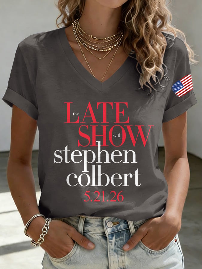 🔥Buy 3 Get 15% Off🔥V-Neck Retro Late Show 05.21.2026 Print T-Shirt
