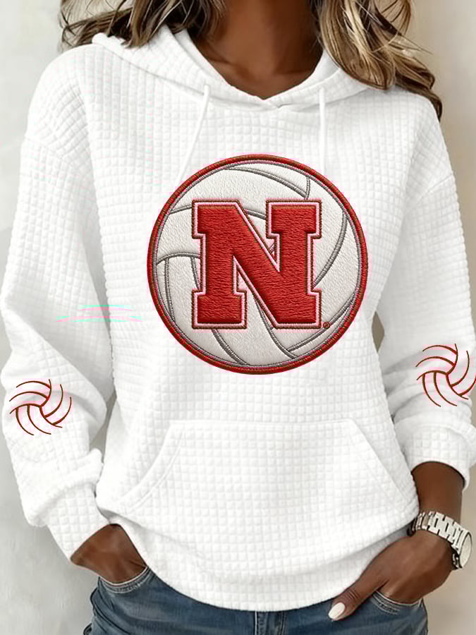 Women's Volleyball Print Casual Hooded Sweatshirt