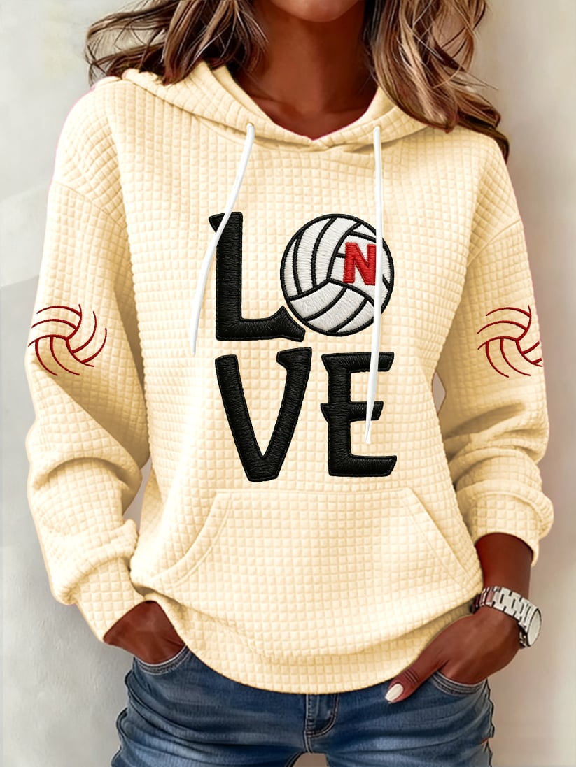 Women's Vintage  Volleyball Print Hoodie