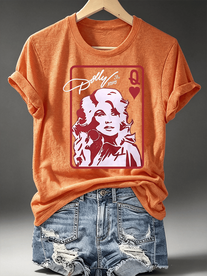 Women's Queen of Hearts Shirt Country Music Graphic Print T-Shirt
