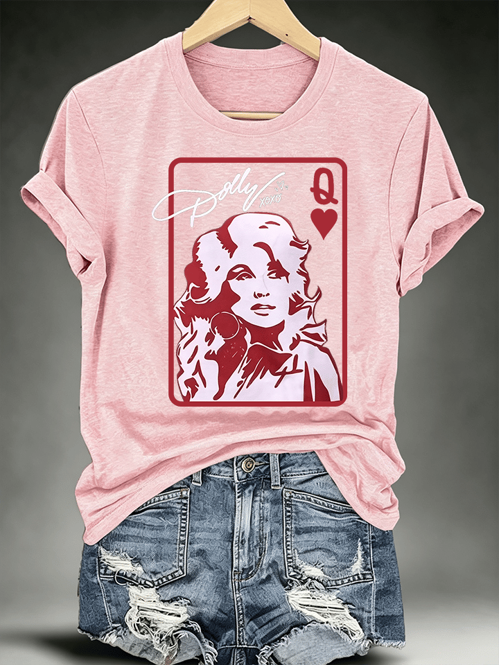 Women's Queen of Hearts Shirt Country Music Graphic Print T-Shirt