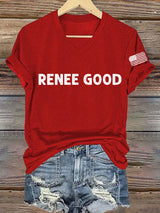 Women's Say Her Name Print V Neck T-shirt