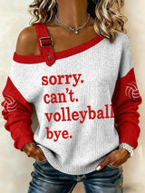 Women's Retro Sorry Can'T Volleyball Bye Printed Sweatshirt