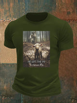 Men's  He Left the 99 to Rescue Me, Jesus and Lost Sheep, Christian T-shirt