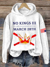 🔥Buy 3 Get 15% Off🔥Retro No Kings III 50 State Nationwide Protest March 28th Print Hoodie