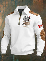 Men's casual Canadian Print Zipper Sweatshirt