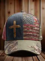 Retro American Flag Print Baseball Cap