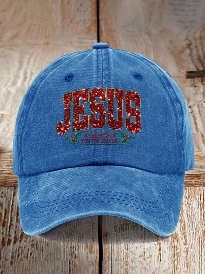 Christmas Jesus Faith Sequin Print Baseball Cap