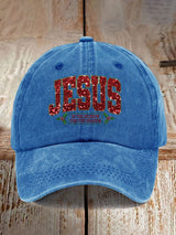 Christmas Jesus Faith Sequin Print Baseball Cap