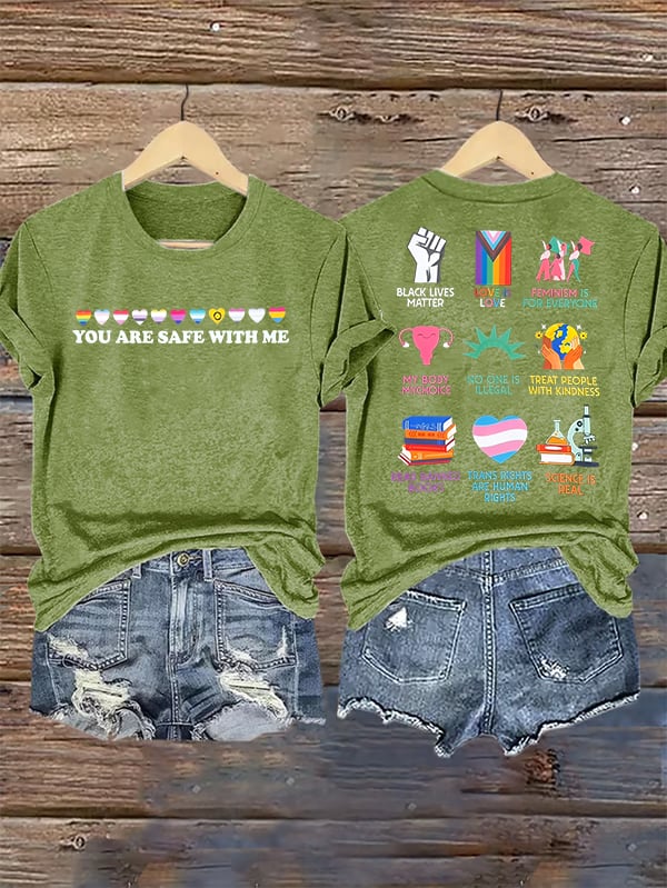 Women's  You are safe with me Printed T-Shirt