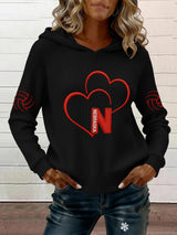 Women's Retro Volleyball Print Ribbed Hoodie