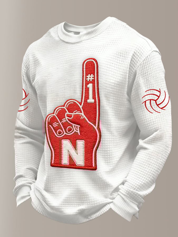 Men's Vintage Volleyball Printed Casual Long-Sleeved Top