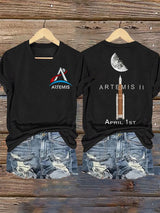 Women's Crewed Again Print V Neck T-shirt