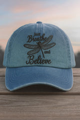 Just Breath Dragonfly Embroidered Print Hat