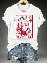 Women's Queen of Hearts Shirt Country Music Graphic Print T-Shirt