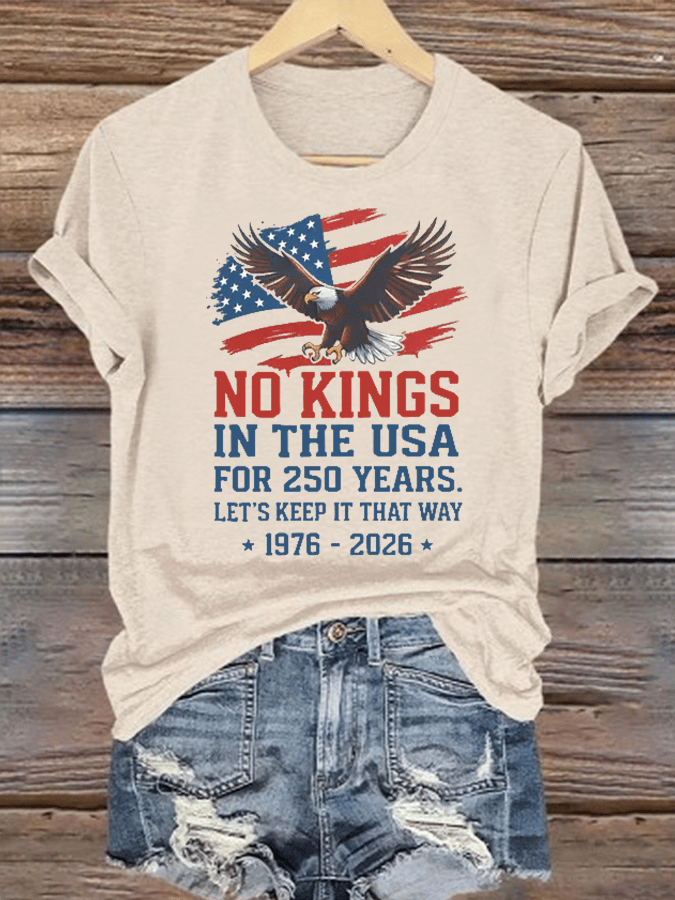 🔥Buy 3 Get 15% Off🔥Women's  No Kings USA Patriotic Tee ,250 Years of Democracy printed T-shirt