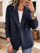 🤲LAST DAY SAVE 49% ⏰✨ Cozy Knit-Sleeve Blazer – Chic, Warm & Effortless
